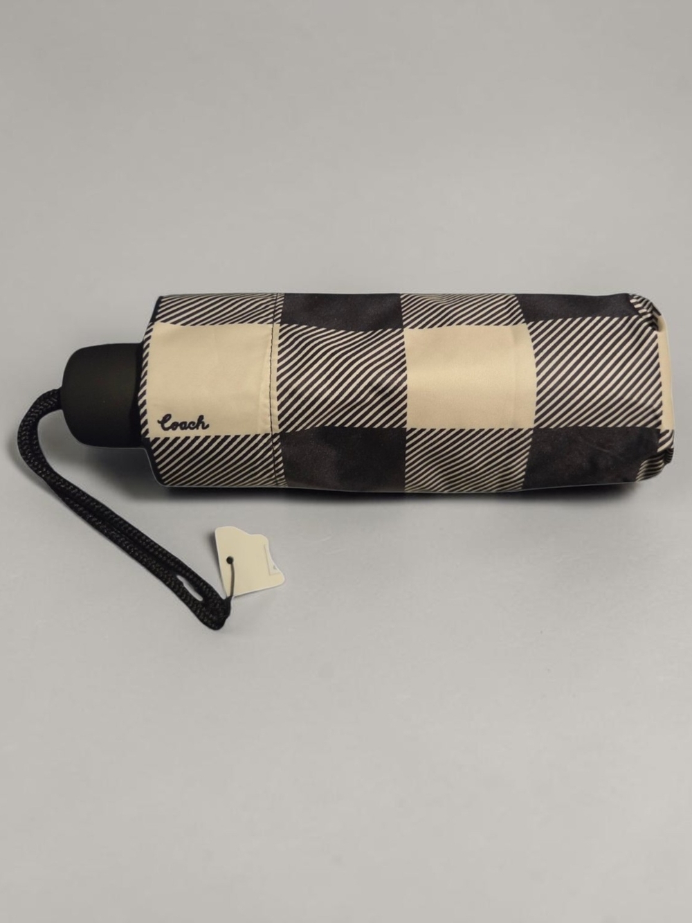 Coach Uv Protection Mini Umbrella With Gingham Print